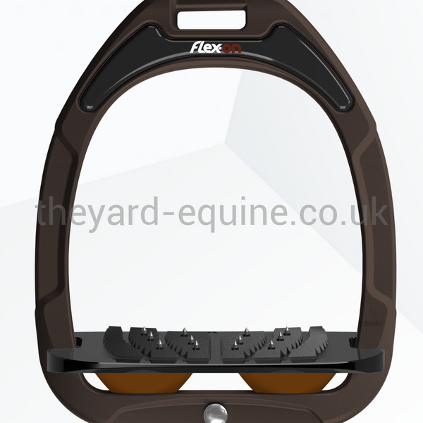 Flex On Green Composite Stirrups In Stock-Stirrups-Flex On-Brown / Black / Brown-The Yard