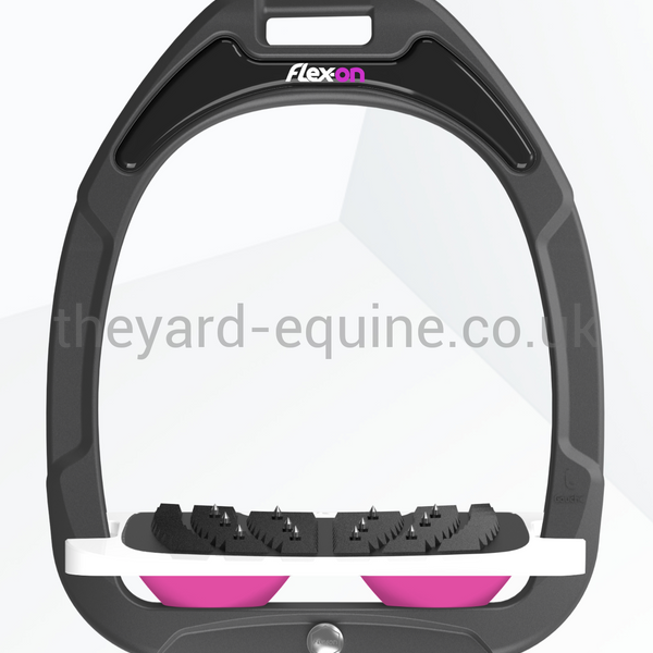 Flex On Green Composite Stirrups In Stock-Stirrups-Flex On-Grey/ White/ Pink-The Yard