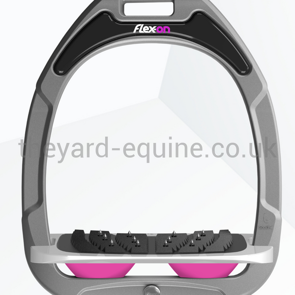 Flex On Green Composite Stirrups In Stock-Stirrups-Flex On-Light Grey / Grey / Pink-The Yard