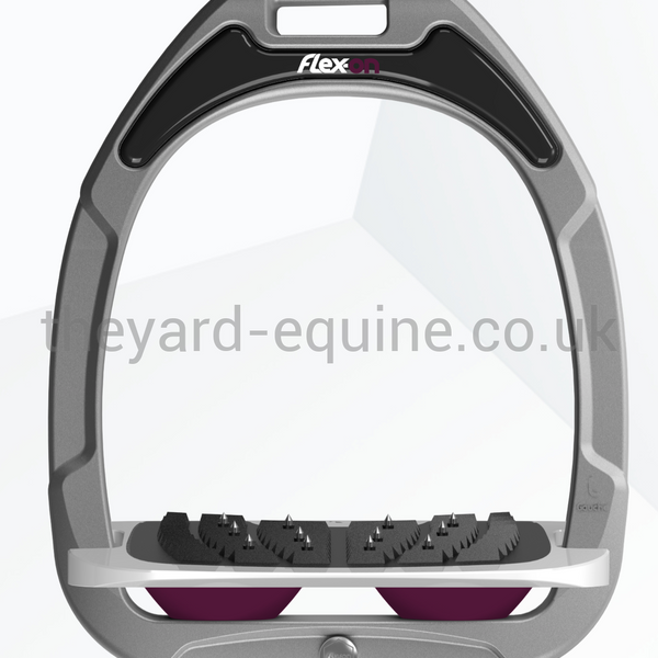 Flex On Green Composite Stirrups In Stock-Stirrups-Flex On-Light grey / grey / plum-The Yard