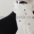 Nikki B Aqua Crystal Stock - White-Stock-Nikki B Bespoke Dressage Stocks-Aqua Crystal Stock-The Yard