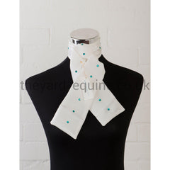 Nikki B Aqua Crystal Stock - White-Stock-Nikki B Bespoke Dressage Stocks-Aqua Crystal Stock-The Yard