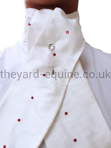 Nikki B Ruby Crystal Stock - White-Stock-Nikki B Bespoke Dressage Stocks-Ruby Crystal White-The Yard