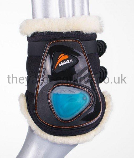 eQuick eShock Sheepskin Fetlock Boots-Tendon Boots-eQuick-Small-Black-Hind-The Yard